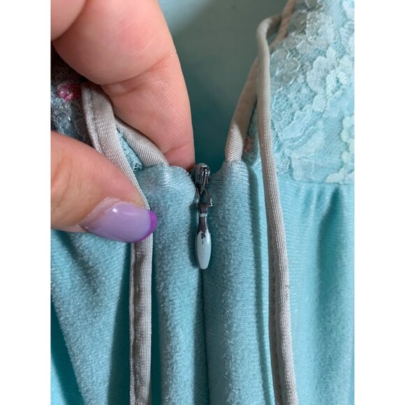 Vintage Vanity Fair Granny Style Felt Robe Blue Womans Size XXL LS10 - Picture 6 of 9